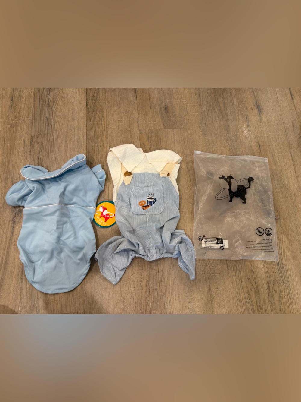 Petcircle Dog Clothes Lot of 2 Blue Pajamas & Overalls Pet Outfits Size M